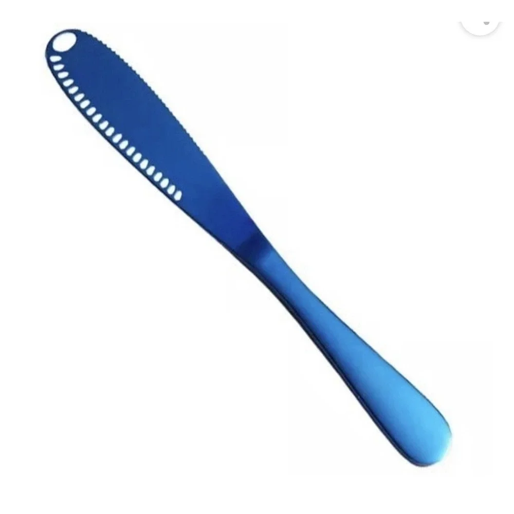 Stainless Steel Butter 3 In 1 Spreader  - 3 Gold And 5 Blue - Total 8.